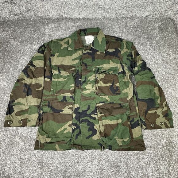US Army Woodland Bomber Jacket Mens Medium Green Camo Outdoors 90's Y2K - Picture 1 of 5